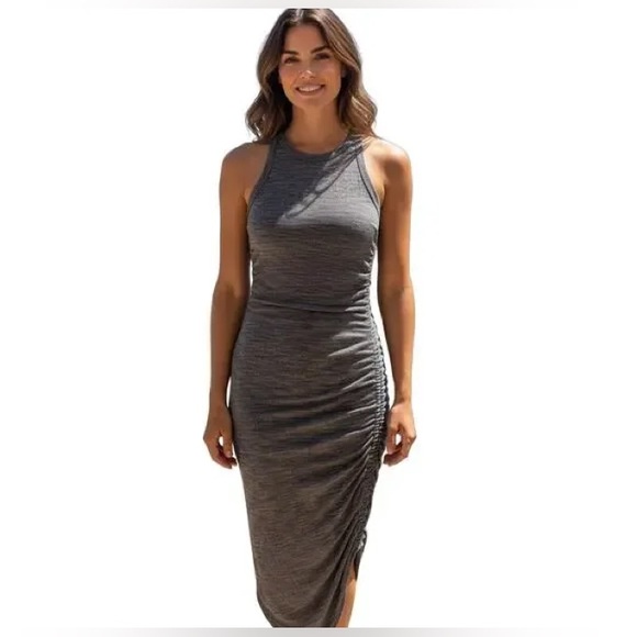 Veronica Beard Haylee multi colored ribbed ruched dress - Picture 2 of 5